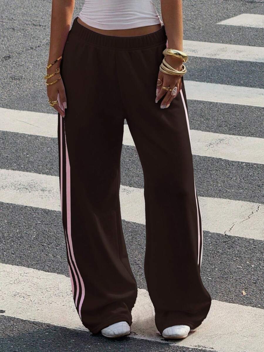 Women's Striped Knitted Wide-Leg Sweatpants
