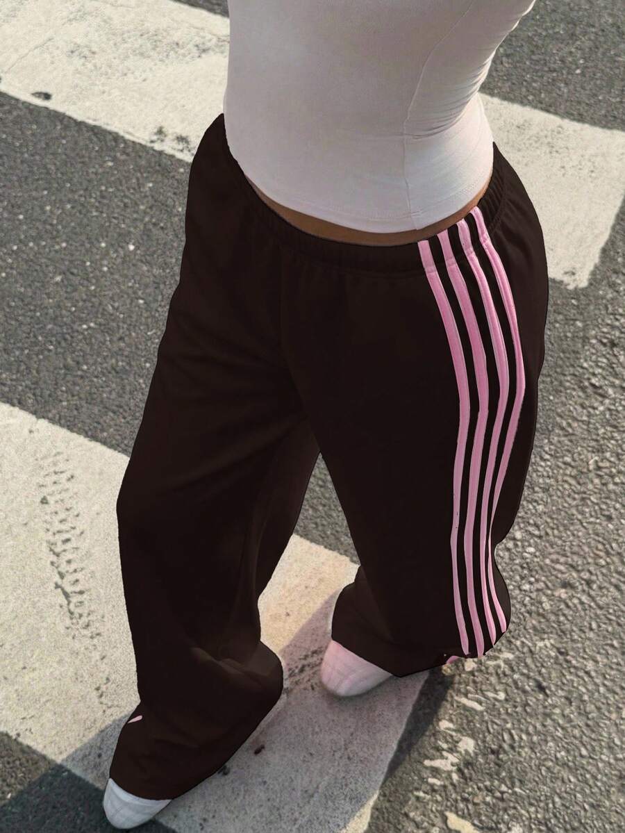 Women's Striped Knitted Wide-Leg Sweatpants