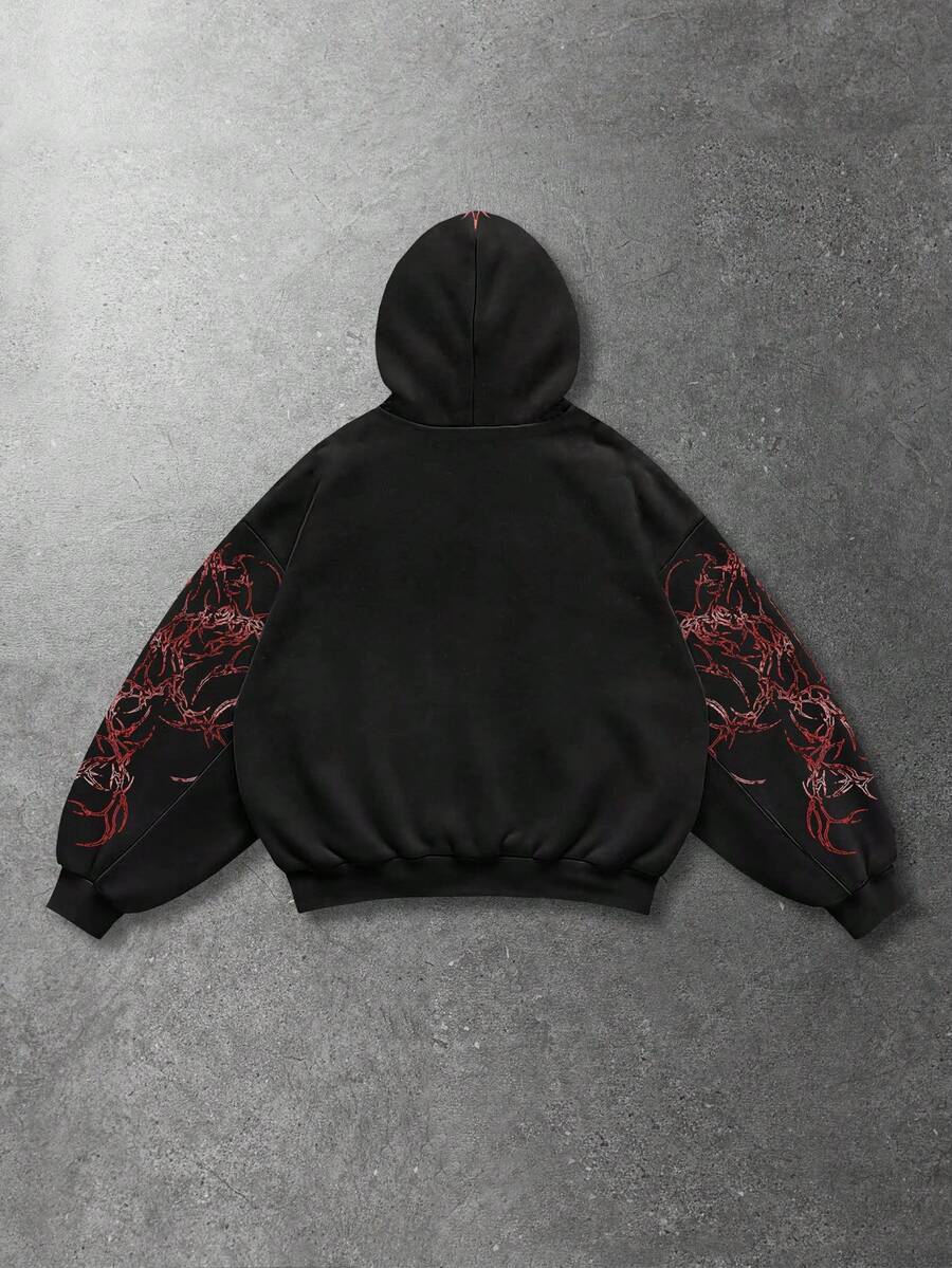 Men's Skull Cross Print Pocket Hoodie