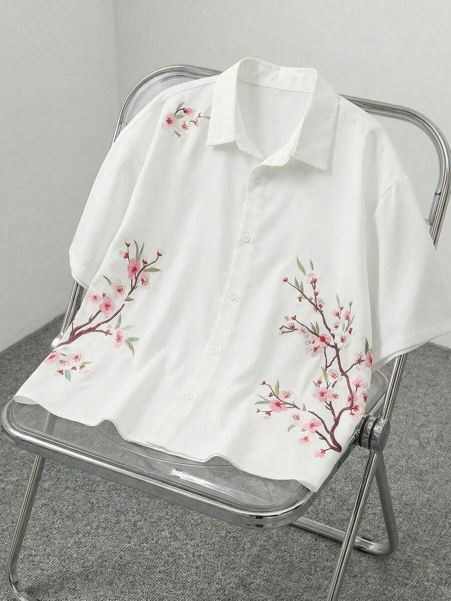 Men's Plaid Woven Short Sleeve Cropped Shirt