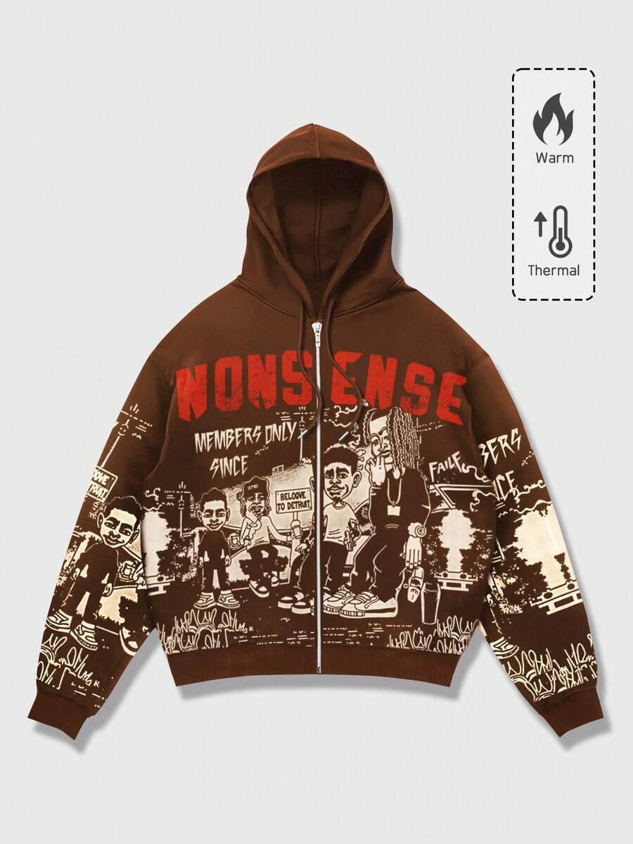 Men's Casual Cartoon Print Hoodie