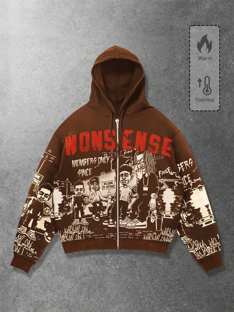 Men's Casual Cartoon Print Hoodie