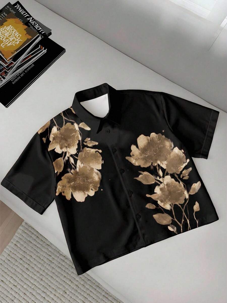 Men's Floral Casual Short Sleeve Shirt