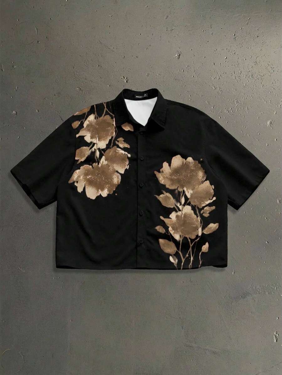 Men's Floral Casual Short Sleeve Shirt