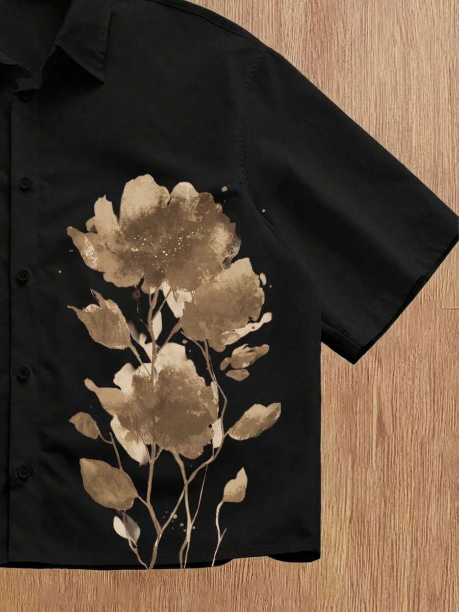 Men's Floral Casual Short Sleeve Shirt
