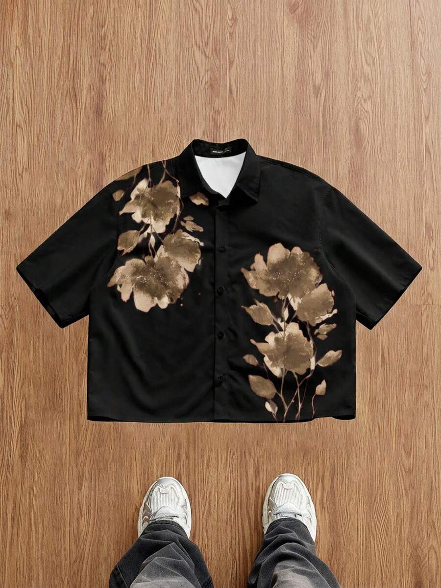 Men's Floral Casual Short Sleeve Shirt