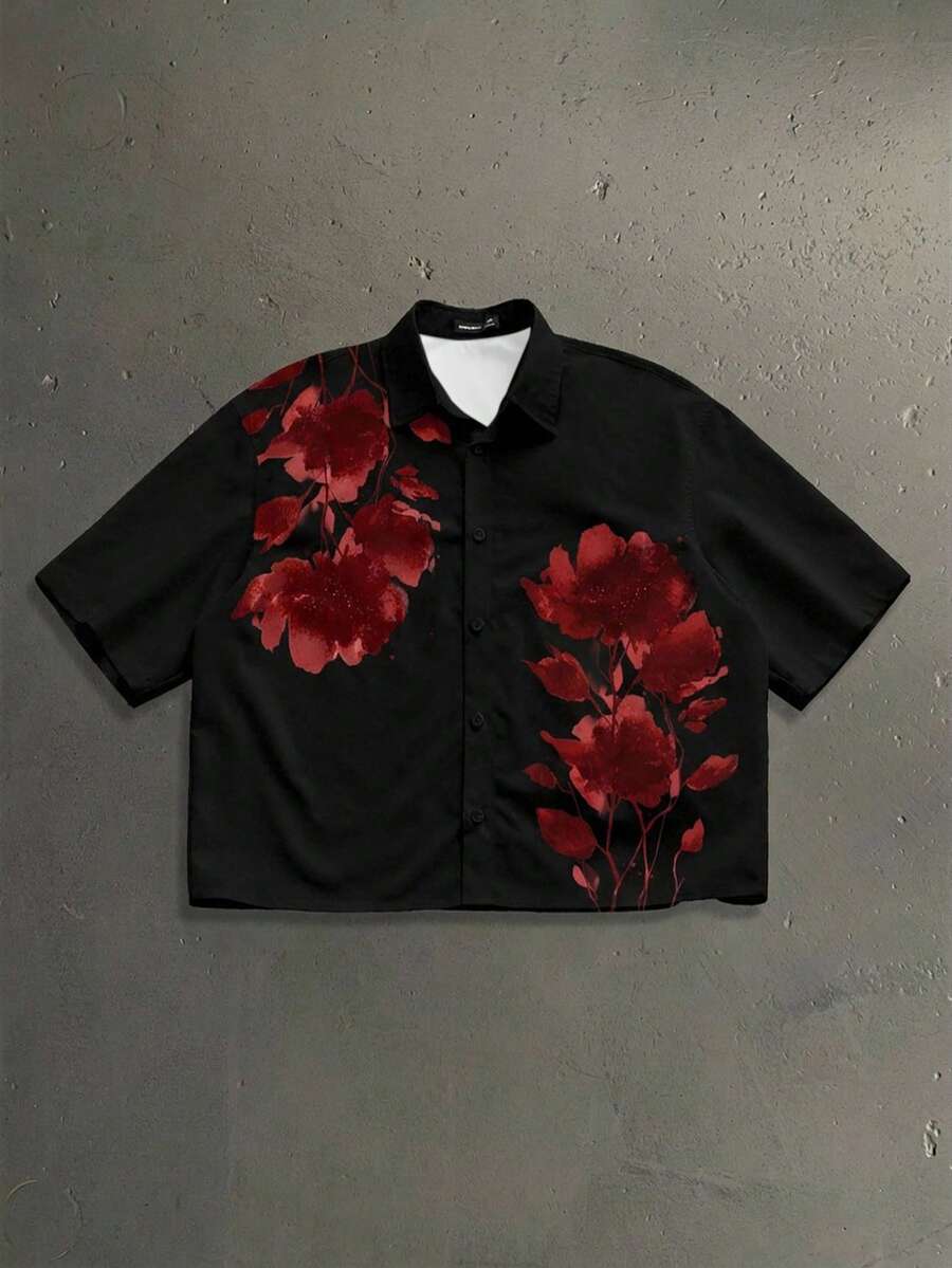 Men's Floral Casual Short Sleeve Shirt