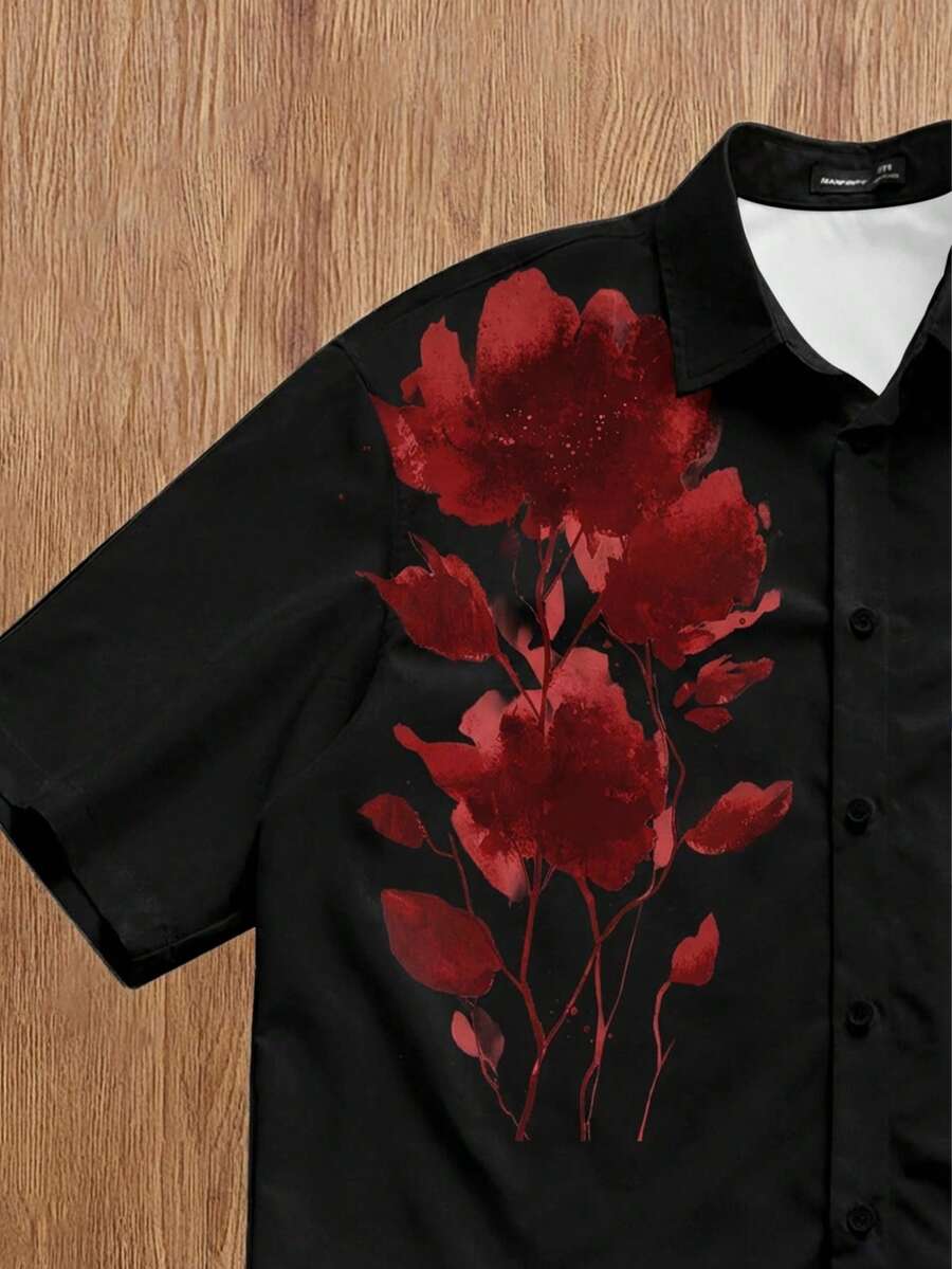 Men's Floral Casual Short Sleeve Shirt
