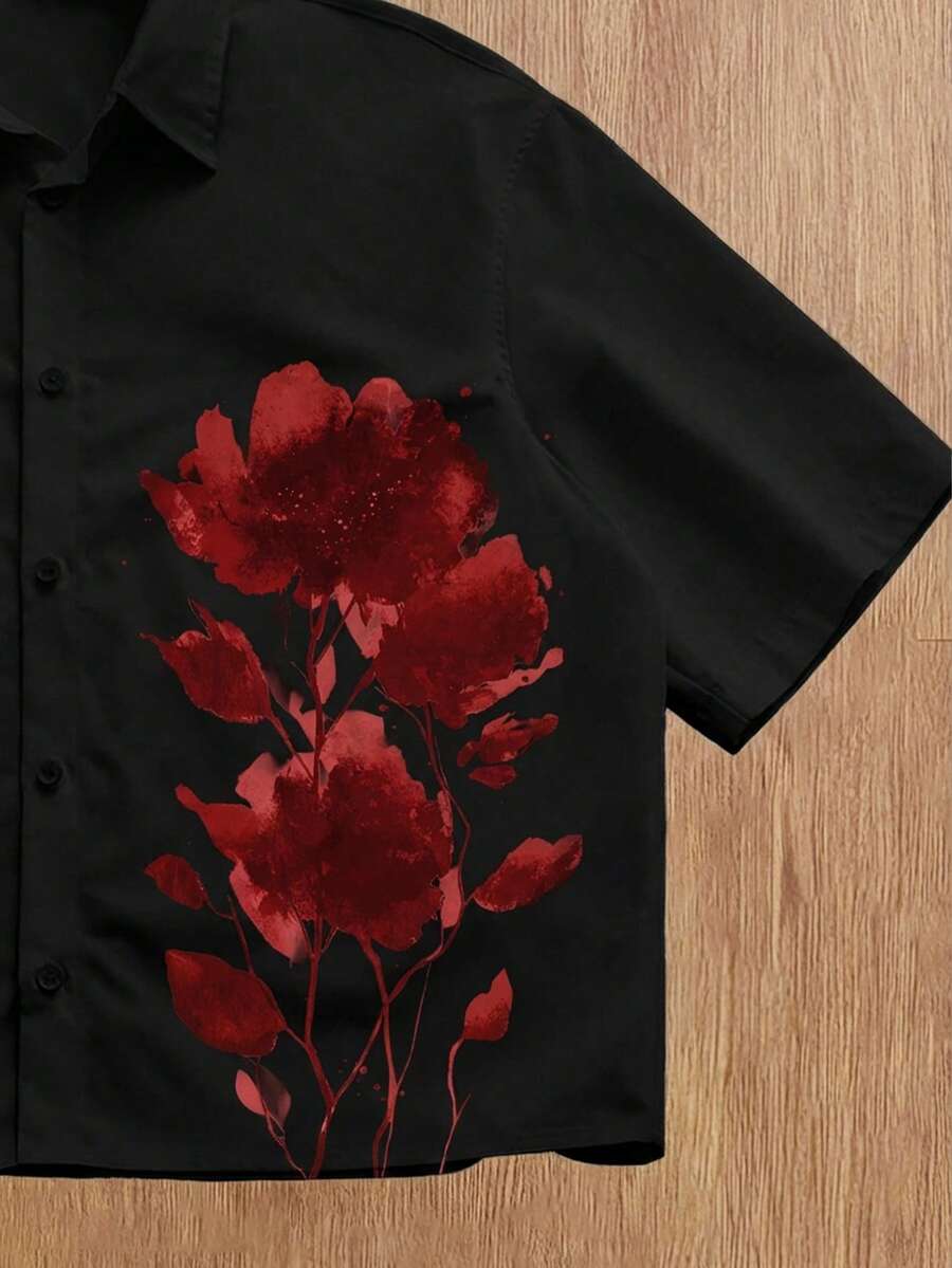 Men's Floral Casual Short Sleeve Shirt