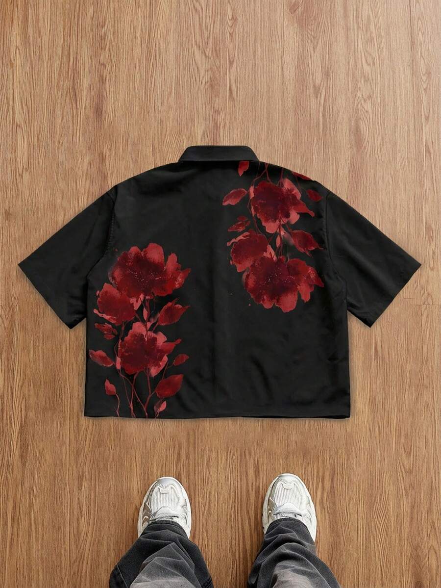 Men's Floral Casual Short Sleeve Shirt