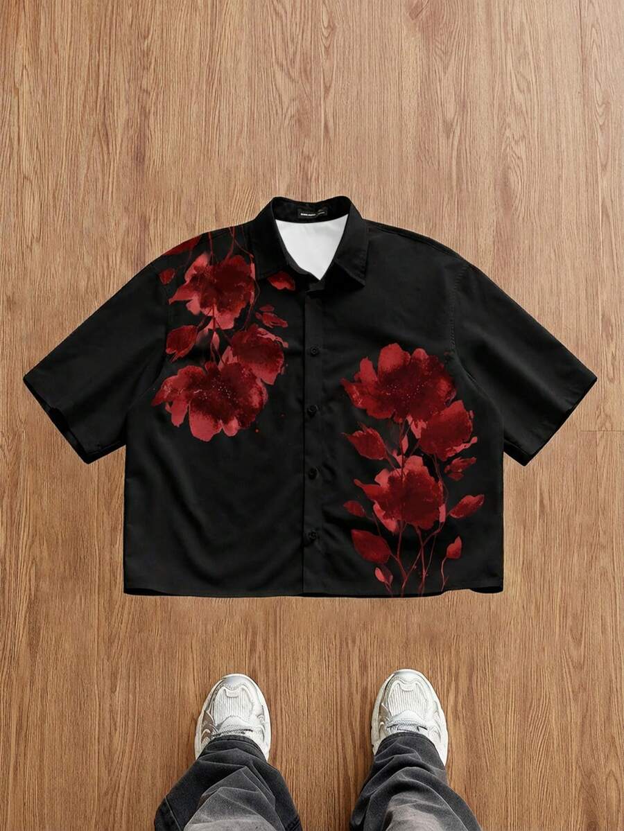 Men's Floral Casual Short Sleeve Shirt