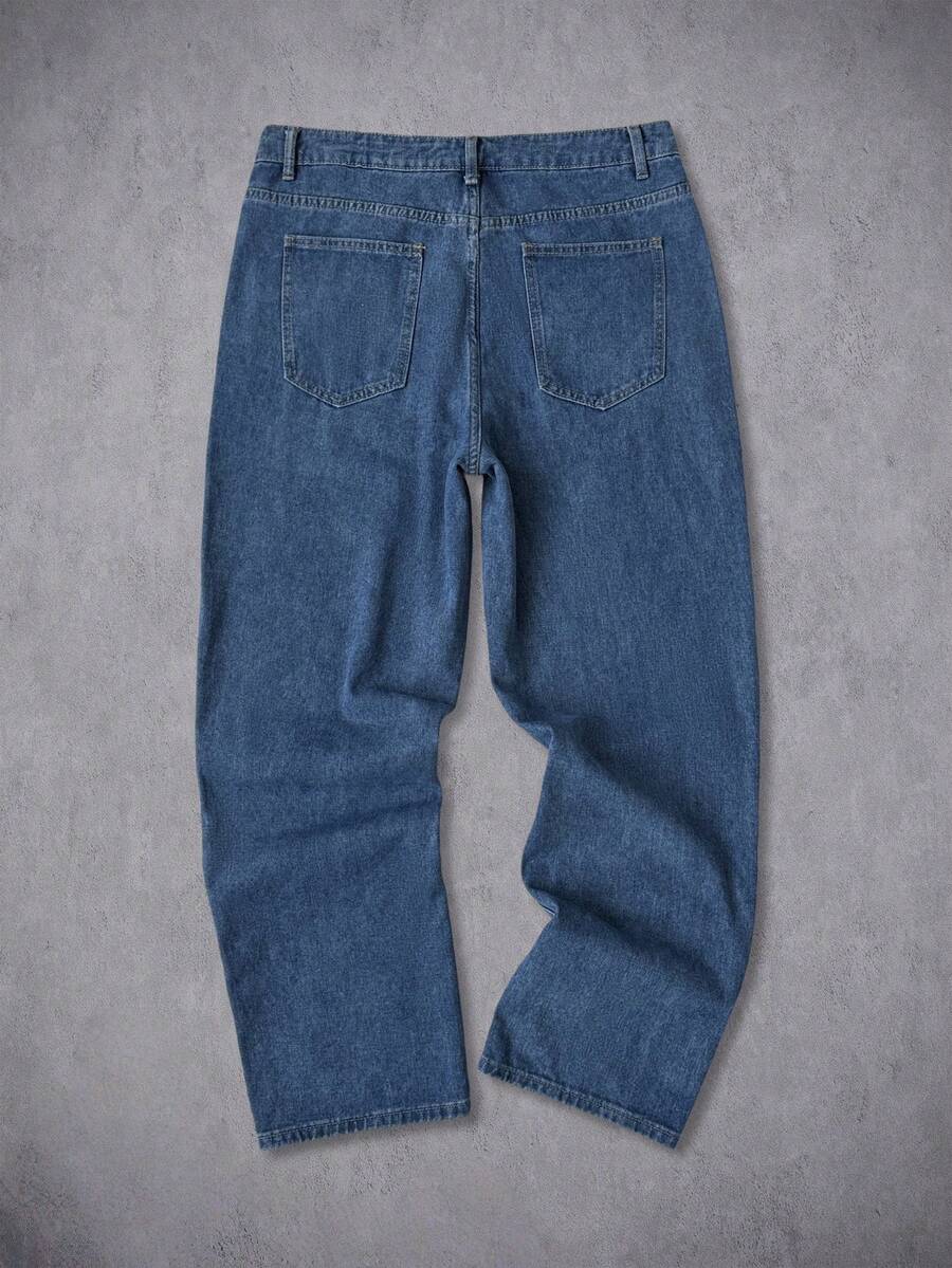 Unisex Casual Jeans With Letter & Graphic Print, American Style