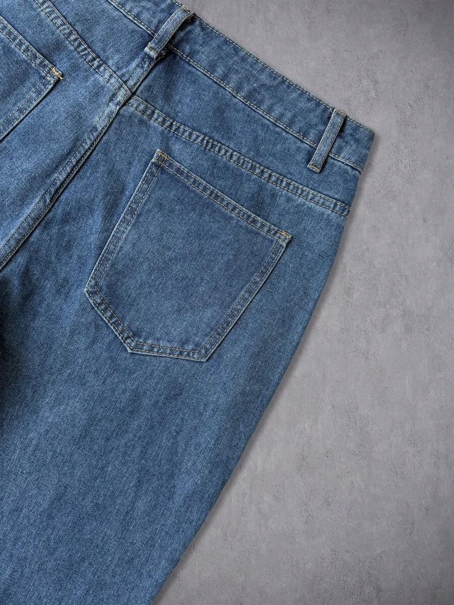 Unisex Casual Jeans With Letter & Graphic Print, American Style
