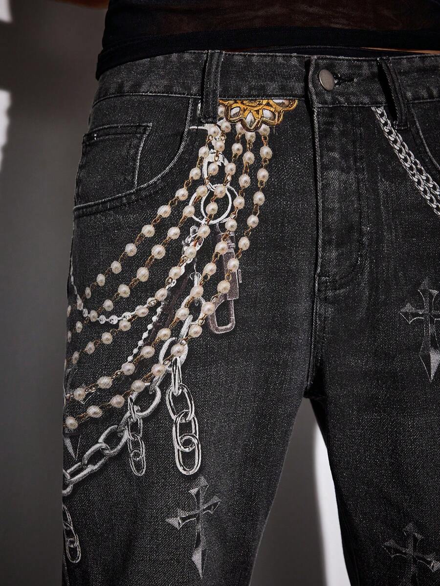 Contrast Color Pocket Denim Jeans