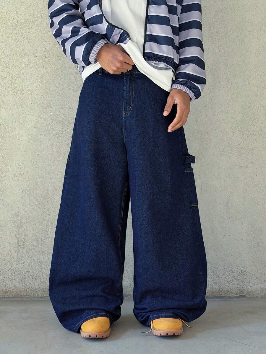 Side Pocket Wide Leg Denim Overalls