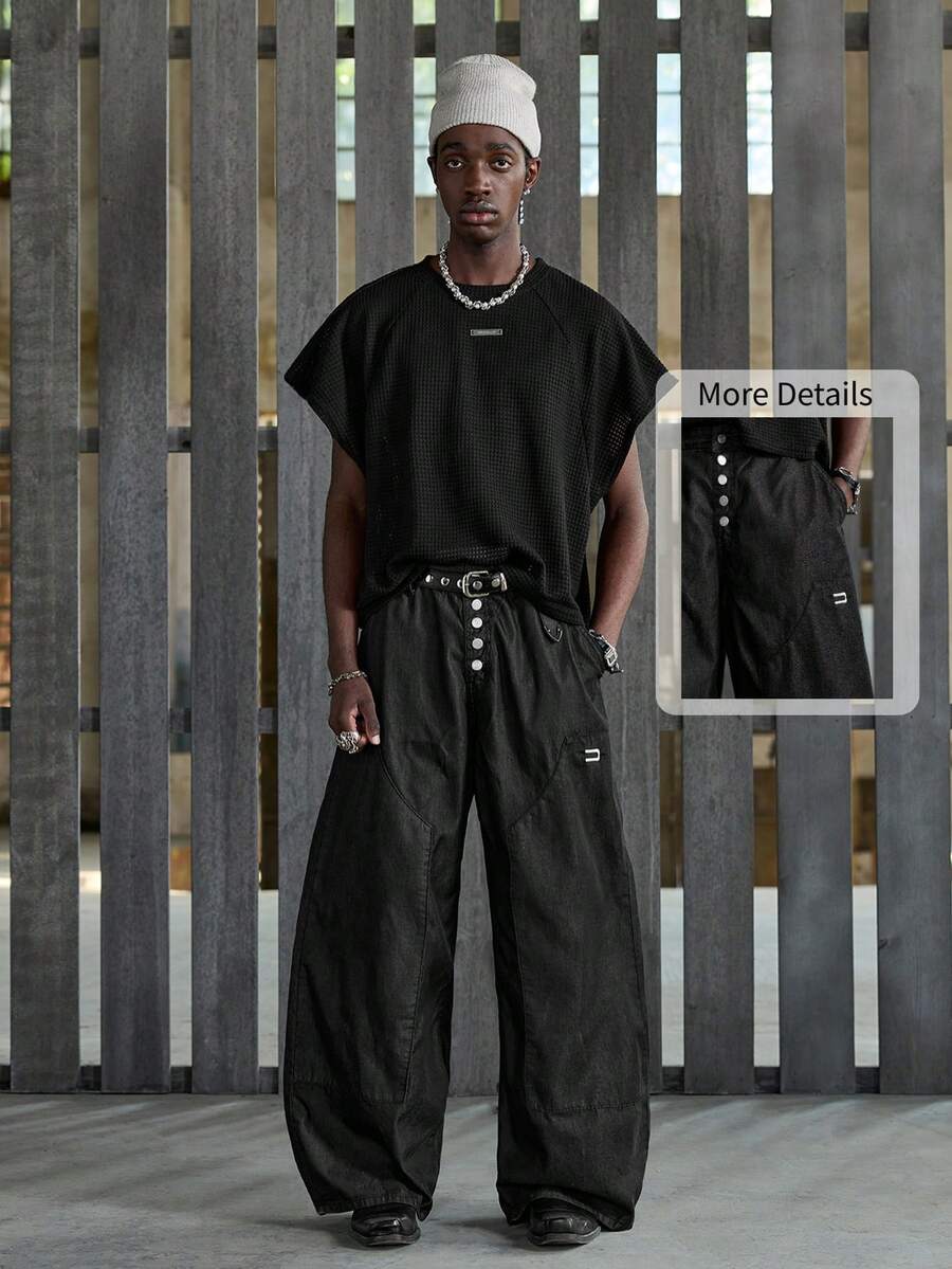 Men's Loose Fit Wide-Leg Pocket Jeans