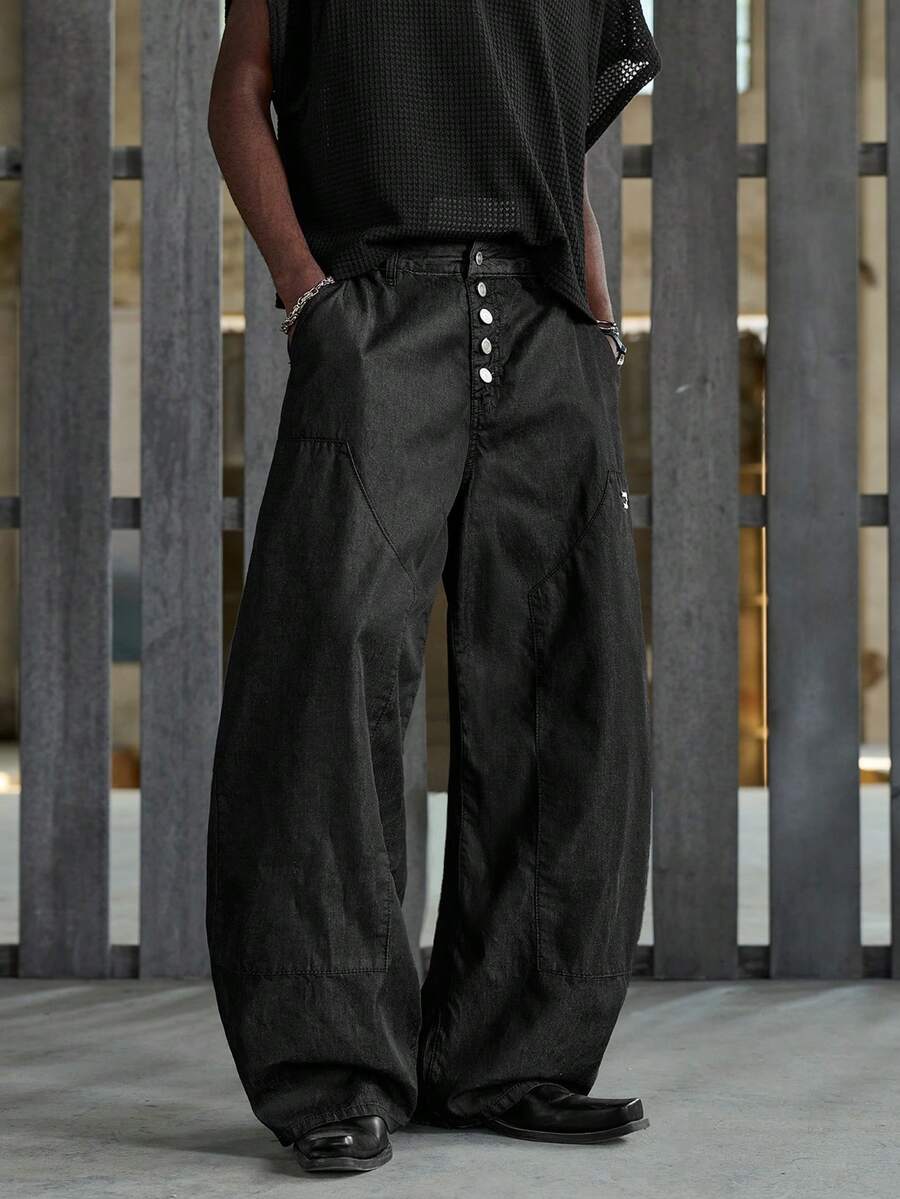 Men's Loose Fit Wide-Leg Pocket Jeans