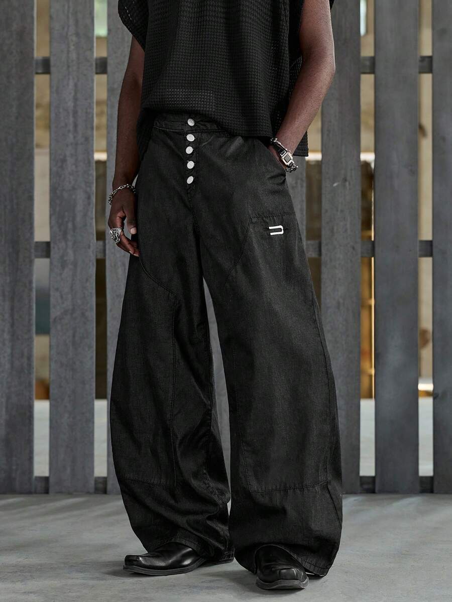 Men's Loose Fit Wide-Leg Pocket Jeans