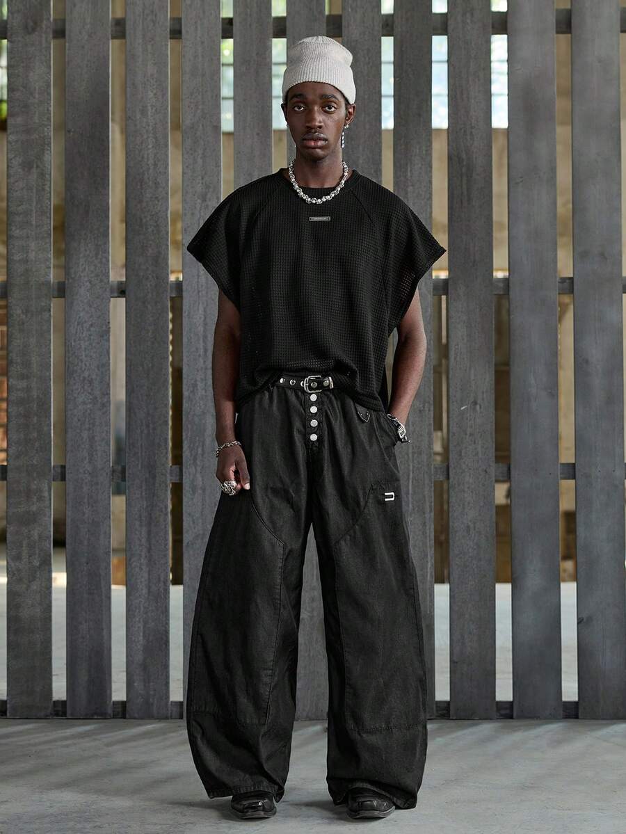 Men's Loose Fit Wide-Leg Pocket Jeans