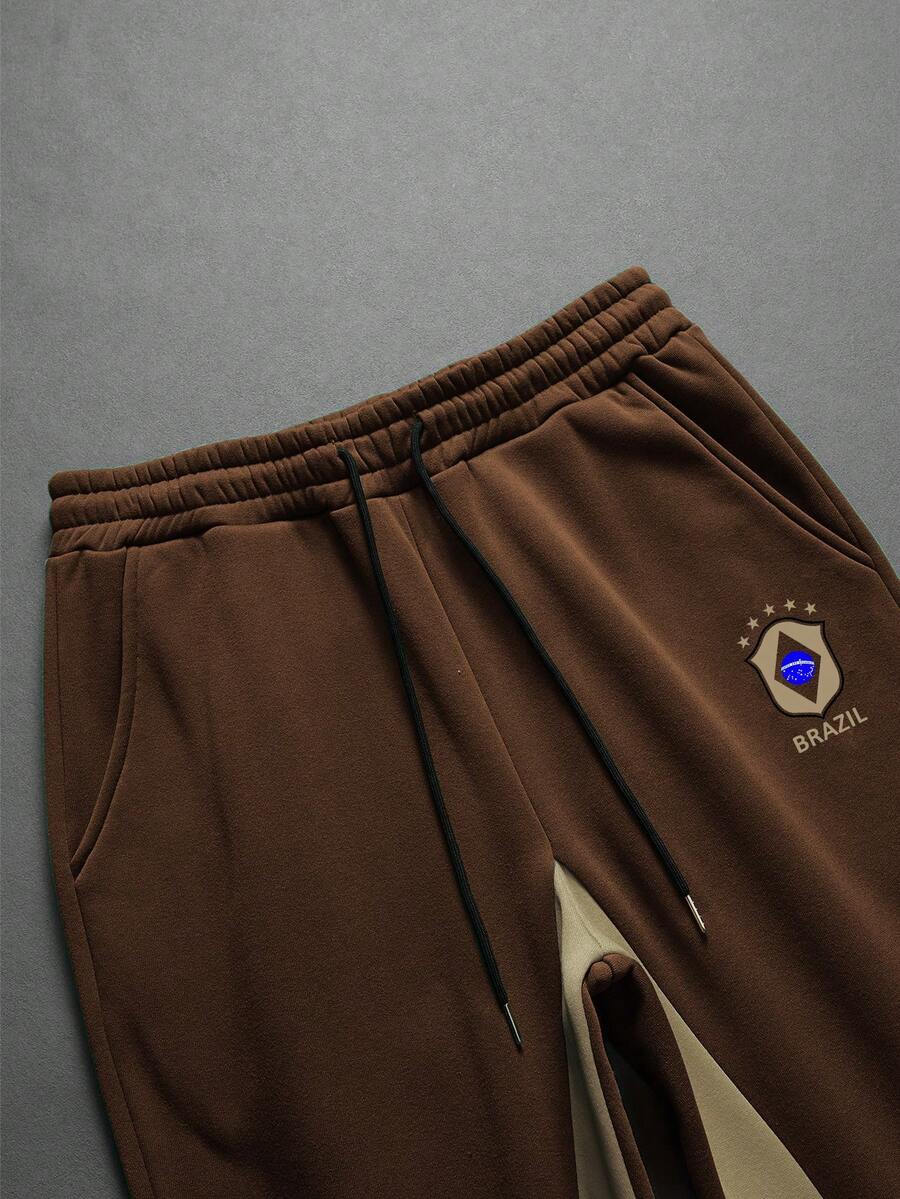 Contrast Color Zip-Up Hoodie Sweatpants Set