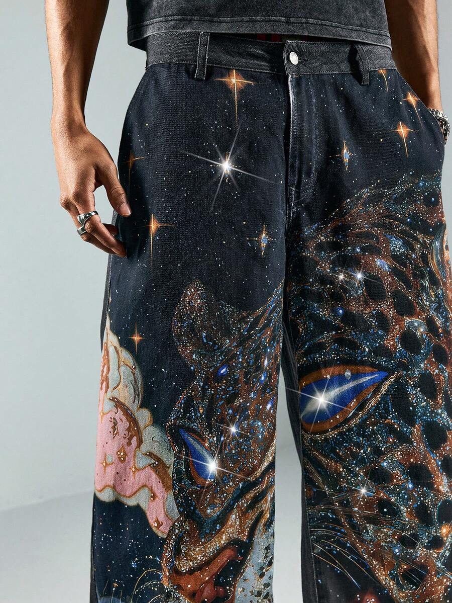 Floral Patchwork Curved Blade Jeans