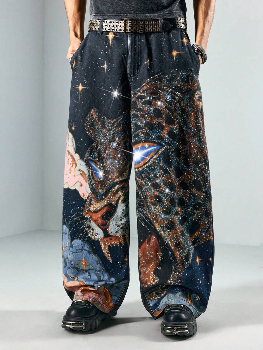Floral Patchwork Curved Blade Jeans