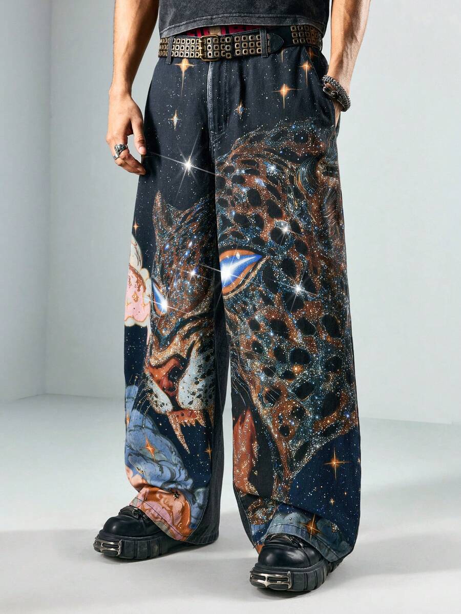 Floral Patchwork Curved Blade Jeans