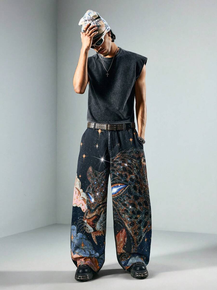 Floral Patchwork Curved Blade Jeans