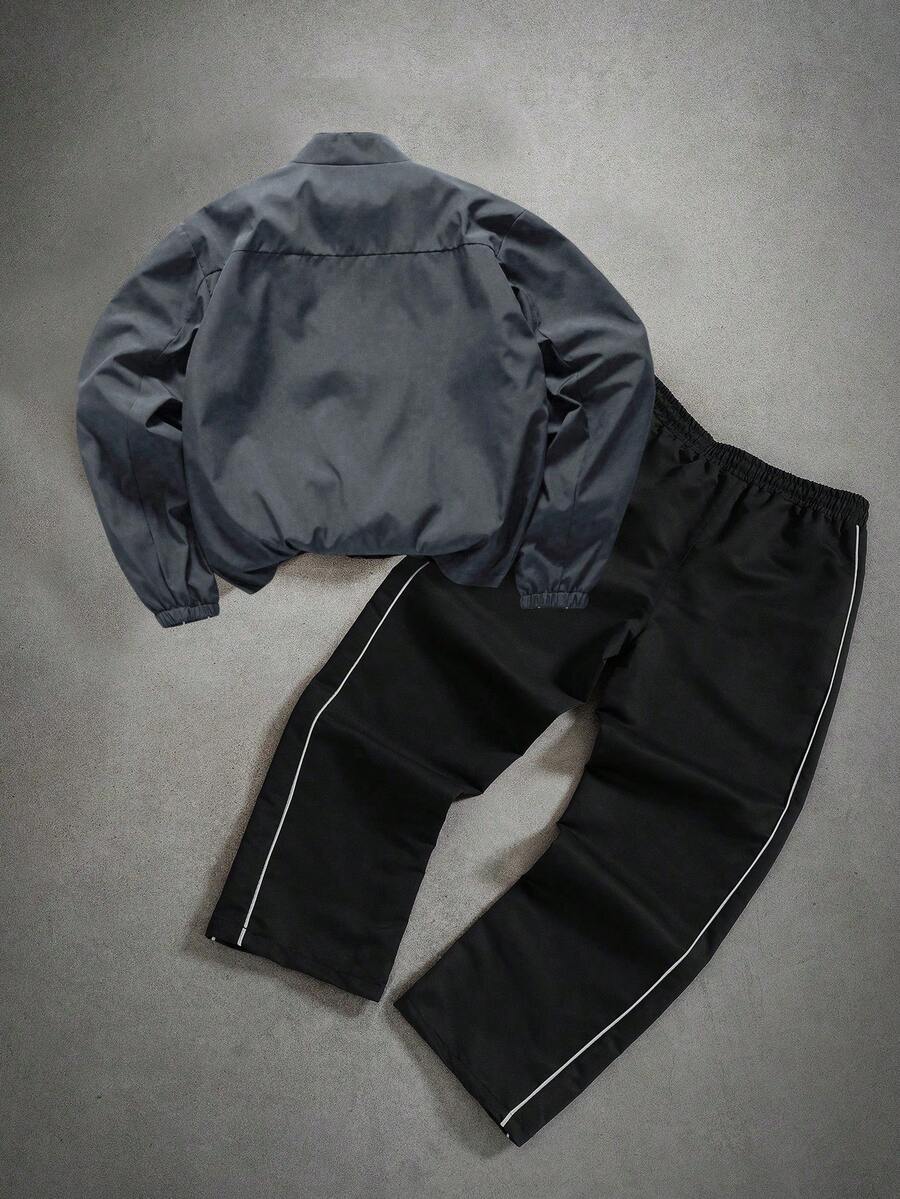 Men's Zip-Up Stand Collar Jacket & Pants Set