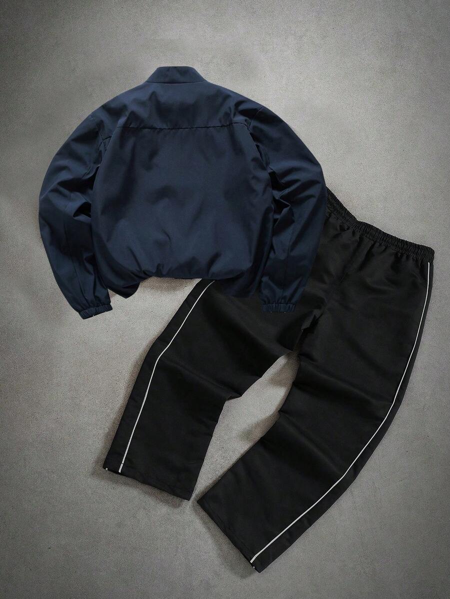 Men's Zip-Up Stand Collar Jacket & Pants Set