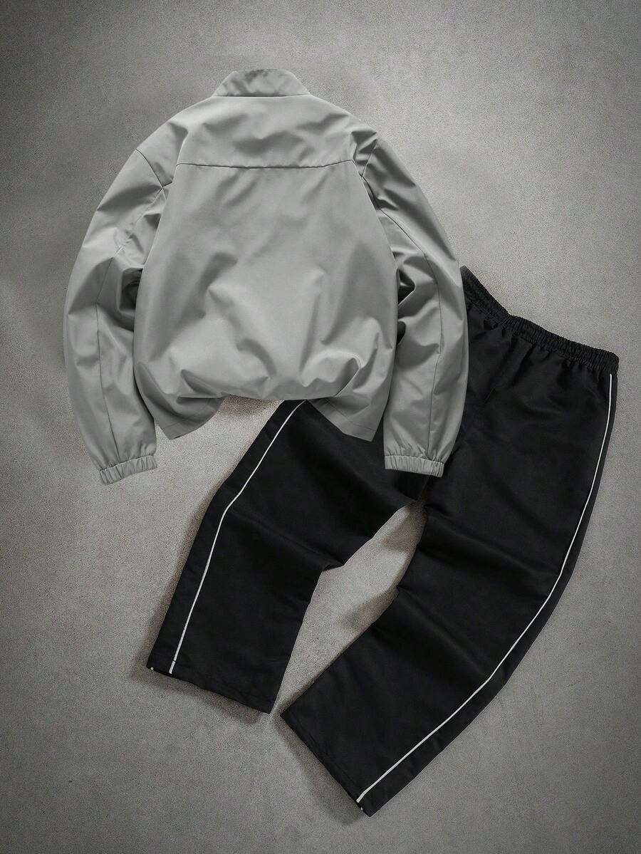 Men's Zip-Up Stand Collar Jacket & Pants Set