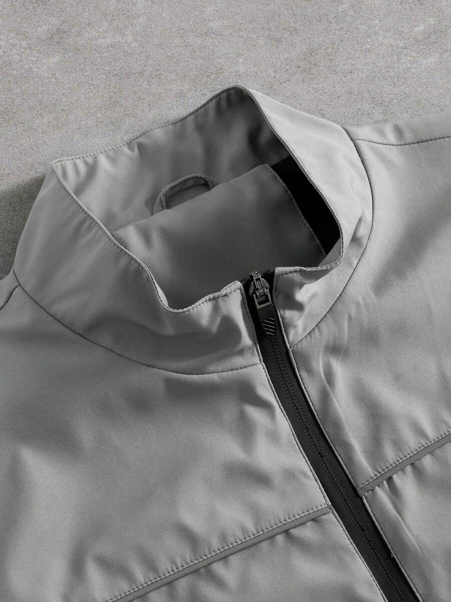 Men's Zip-Up Stand Collar Jacket & Pants Set