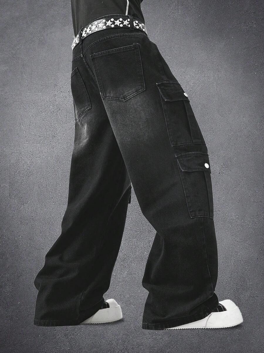 Distressed Patchwork Vintage Wide Leg Jeans