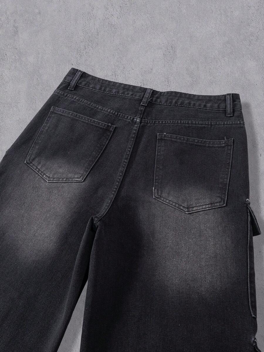 Distressed Patchwork Vintage Wide Leg Jeans