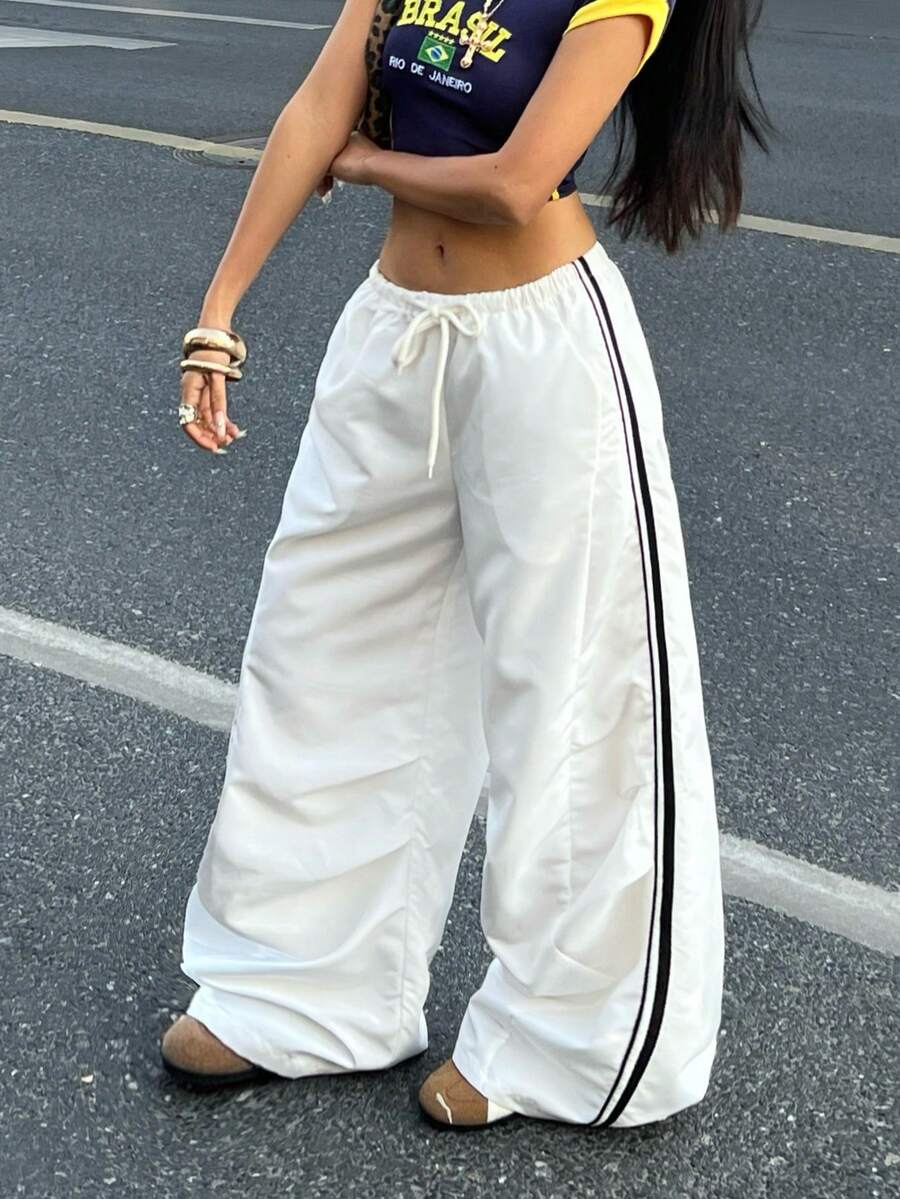 Women's Color-Blocked Baggy Parachute Pants
