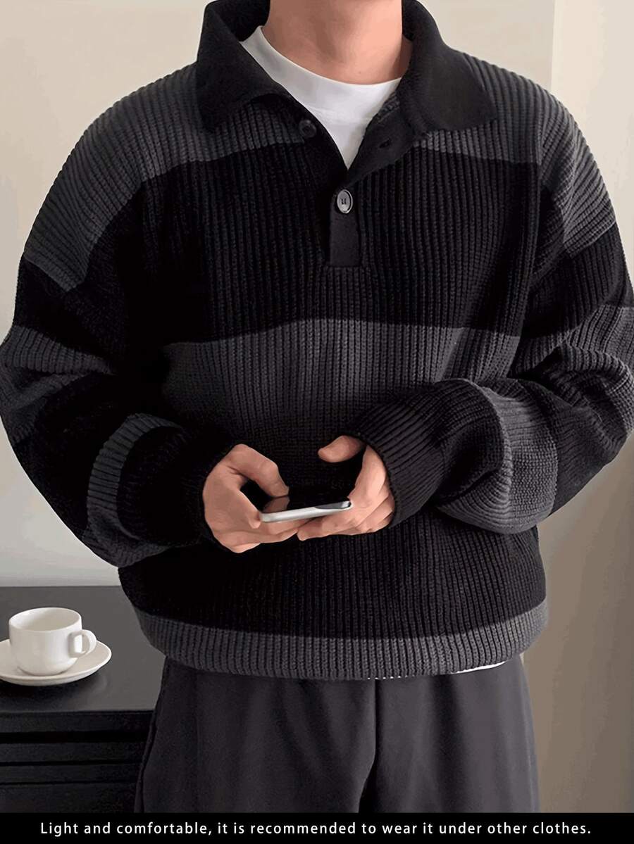 Men's Business Casual Striped Pullover Knit