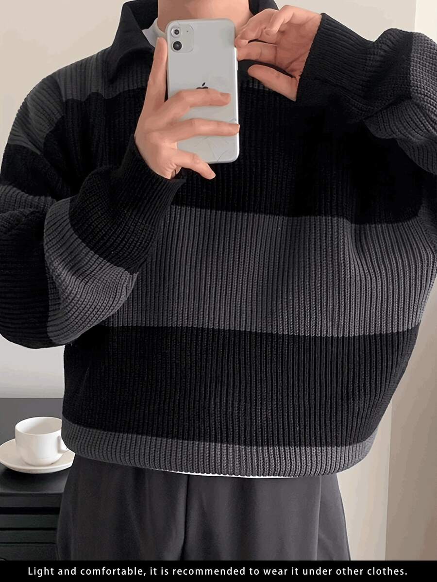 Men's Business Casual Striped Pullover Knit