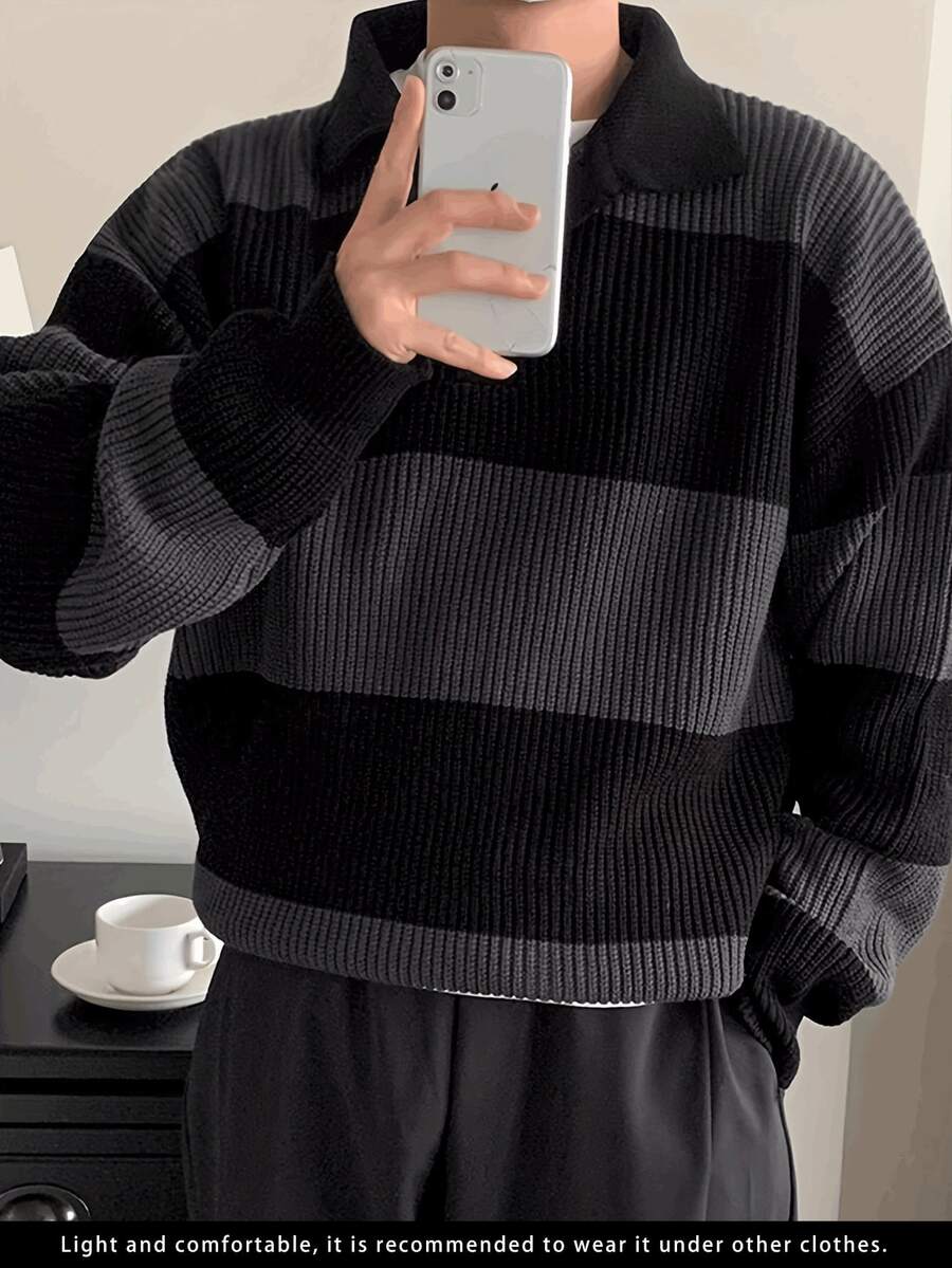 Men's Business Casual Striped Pullover Knit