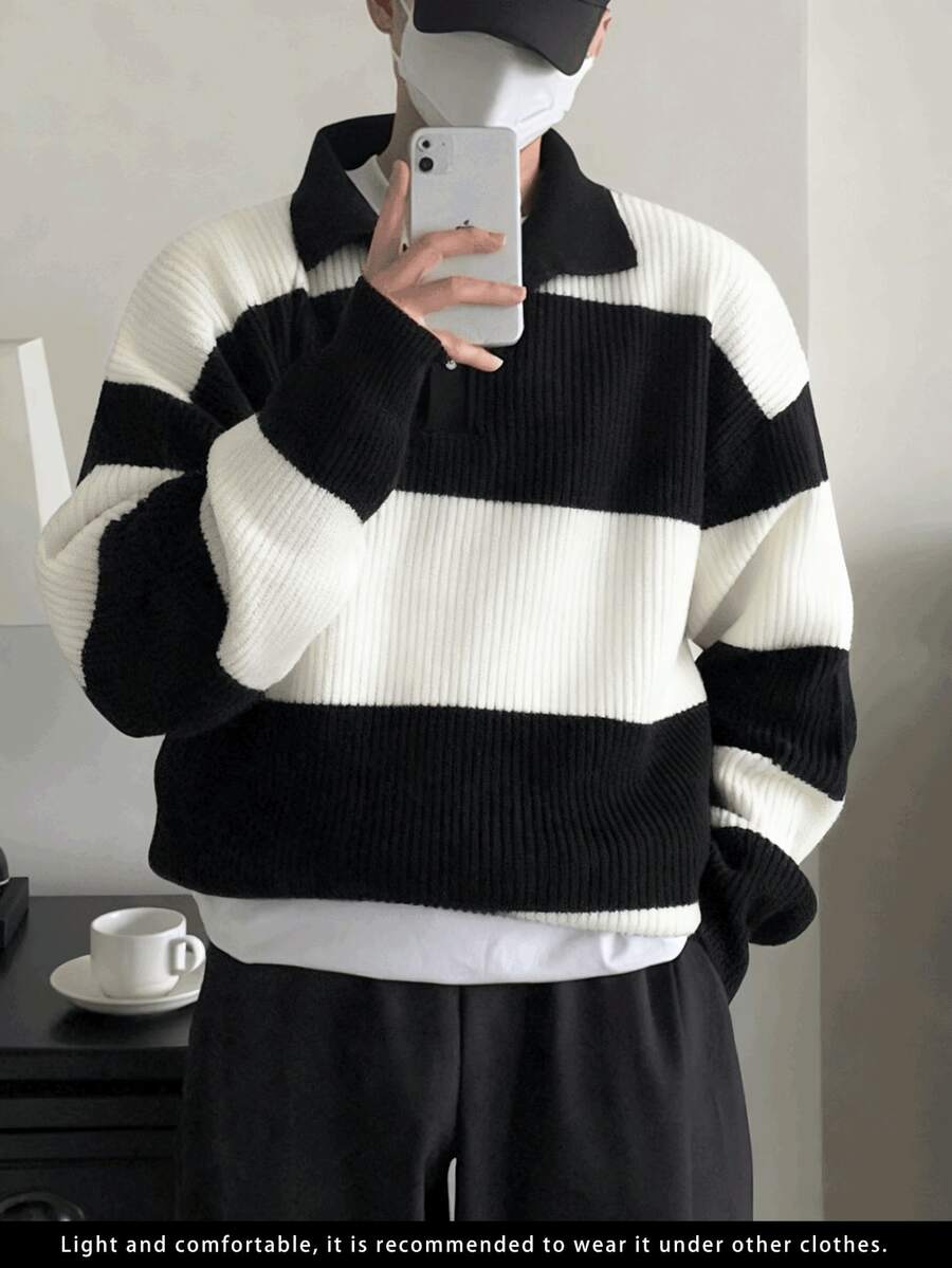 Men's Business Casual Striped Pullover Knit