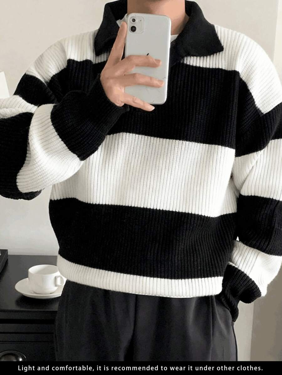 Men's Business Casual Striped Pullover Knit