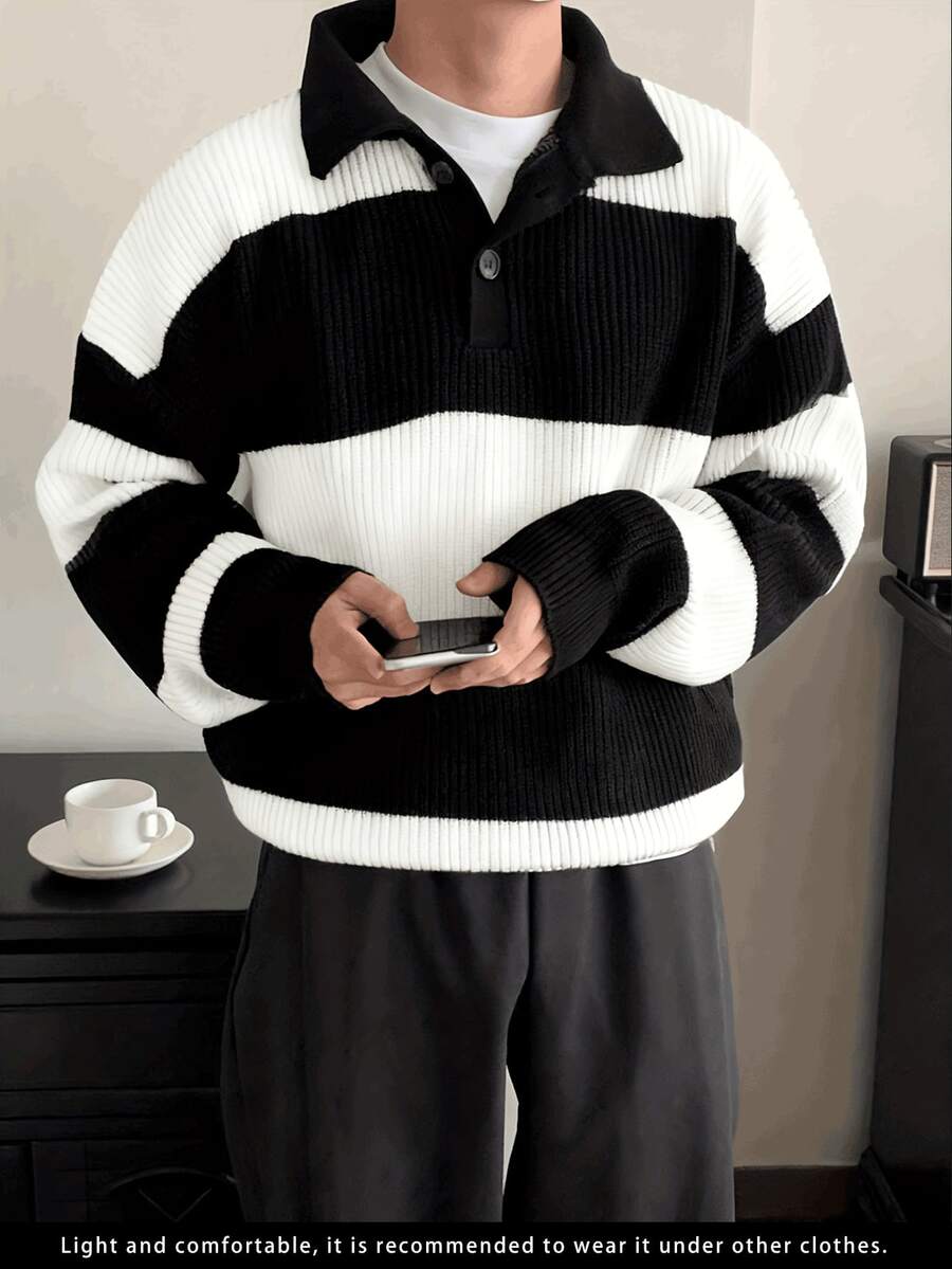 Men's Business Casual Striped Pullover Knit