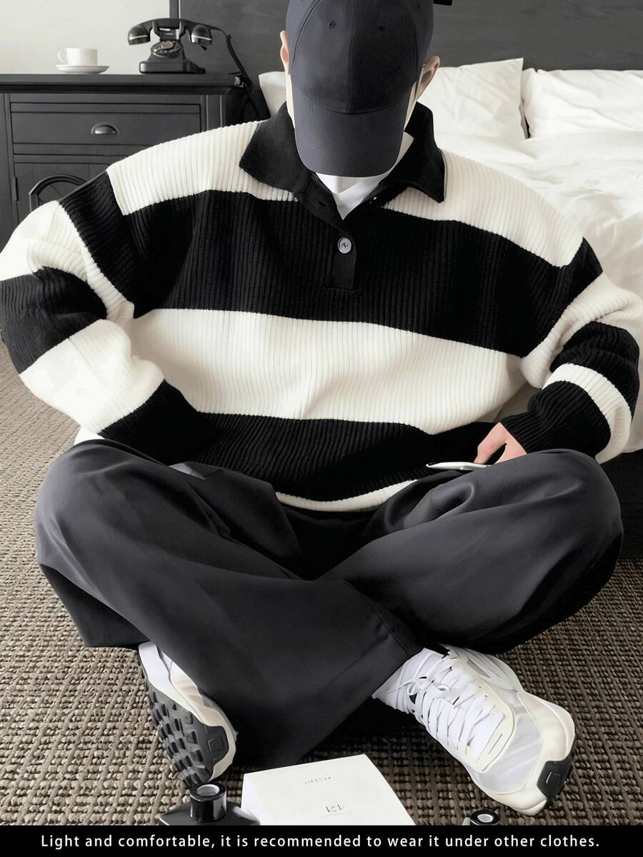 Men's Business Casual Striped Pullover Knit