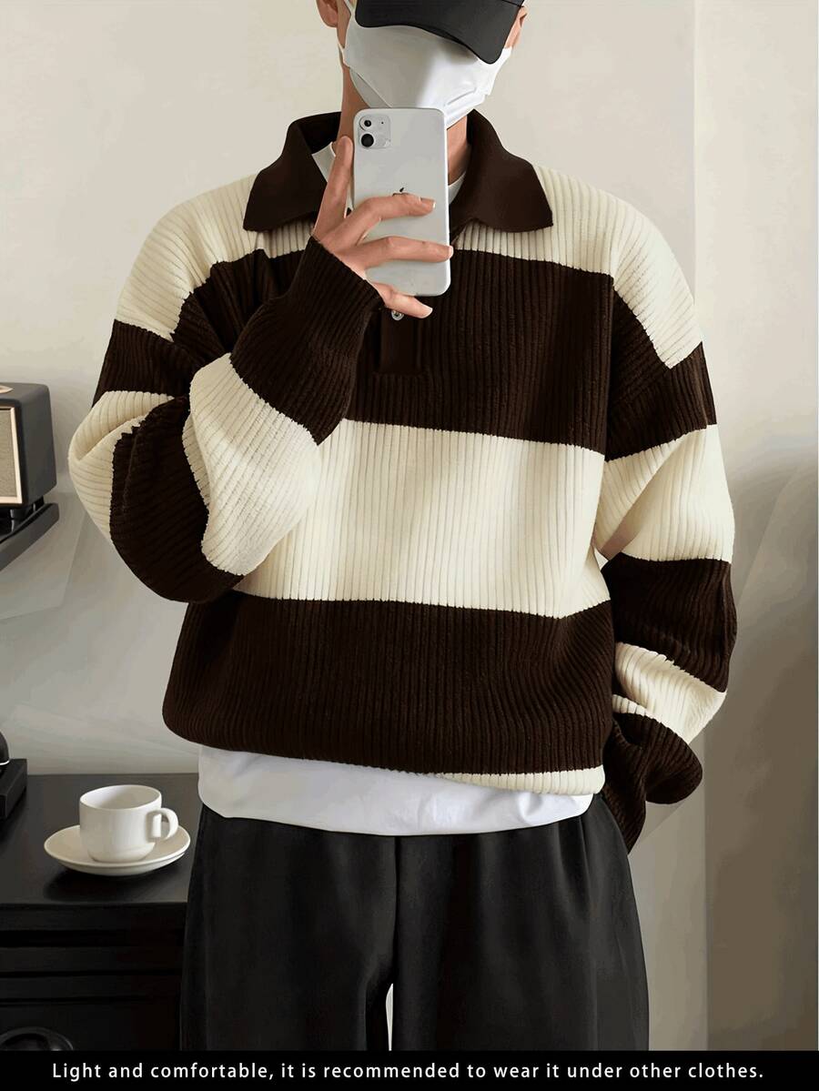 Men's Business Casual Striped Pullover Knit