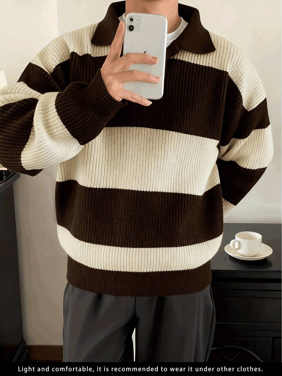 Men's Business Casual Striped Pullover Knit