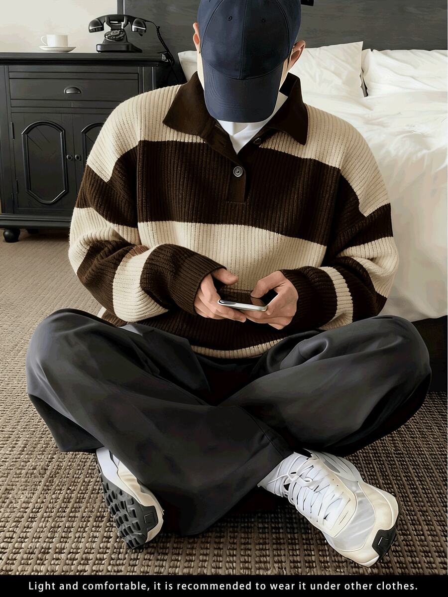 Men's Business Casual Striped Pullover Knit