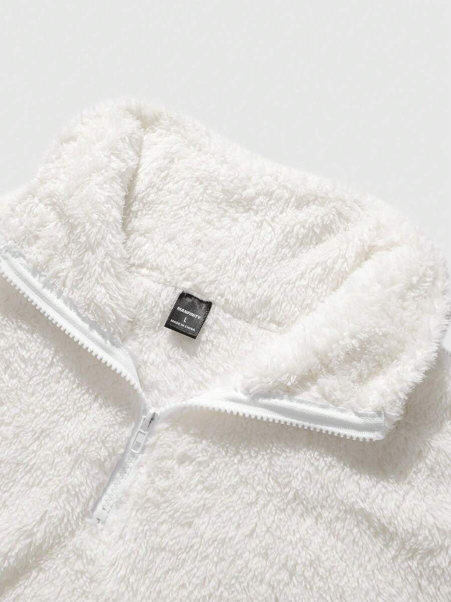 Men's Patchwork Stand Collar Half-Zip Fleece Sweatshirt