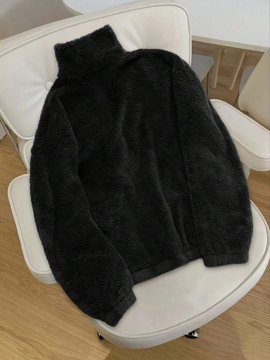Men's Patchwork Stand Collar Half-Zip Fleece Sweatshirt