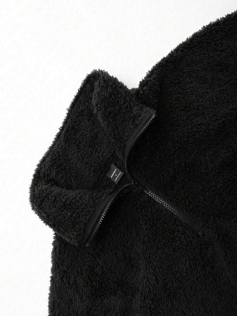 Men's Patchwork Stand Collar Half-Zip Fleece Sweatshirt