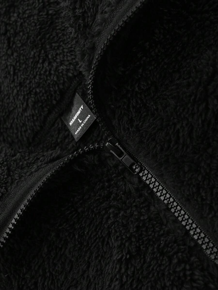 Men's Patchwork Stand Collar Half-Zip Fleece Sweatshirt