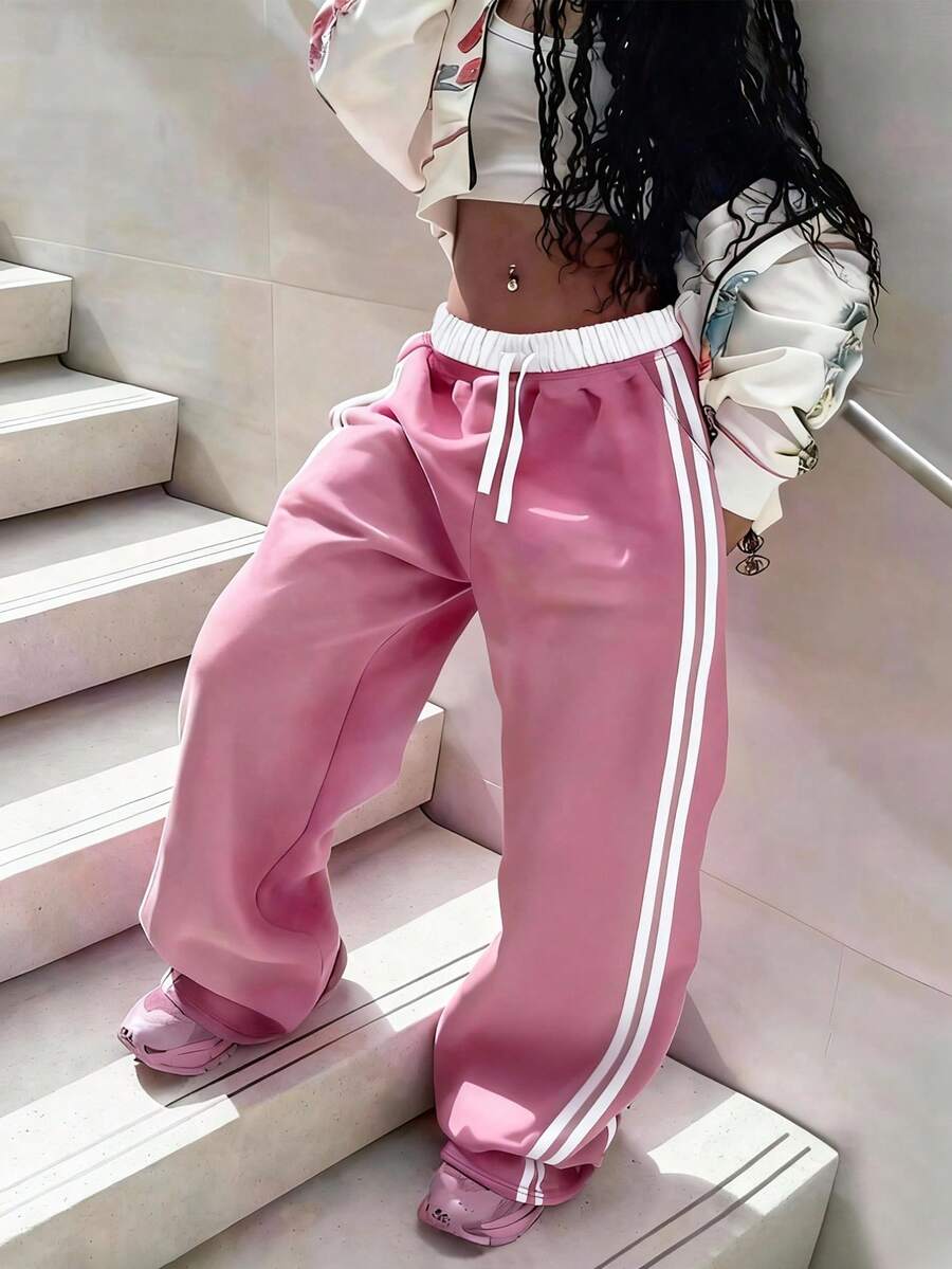 Women's Letter Cross Print Wide-Leg Pants